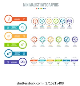 Bundle, Business data visualization. Process chart. Abstract elements of graph, diagram with steps, options, parts or processes. business template for presentation. Creative concept for infographic.