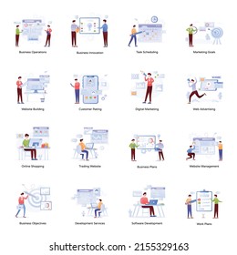 Bundle of Business Discussion Flat Illustrations 

