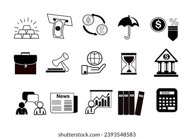 bundle of business and finance set icons vector illustration line style icon