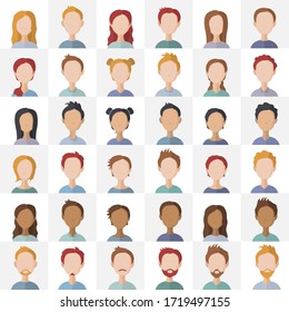 Bundle of business man and lady flat illustrations. Business people faces set of icons. Vector.