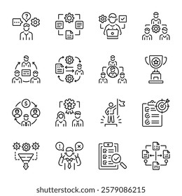 Bundle of Business Management Linear Icons 