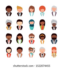 bundle with business people icons vector illustration design
