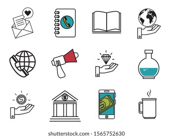 bundle of business set icons vector illustration design