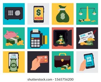bundle of business set icons vector illustration design