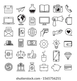 bundle of business set icons vector illustration design