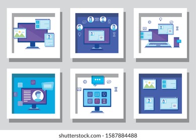 bundle of business set icons vector illustration design