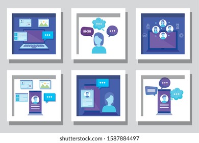 bundle of business set icons vector illustration design
