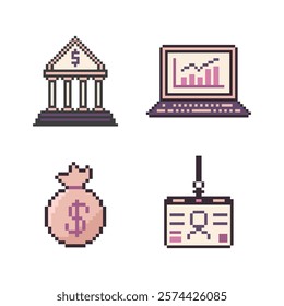 bundle business set pixel art 