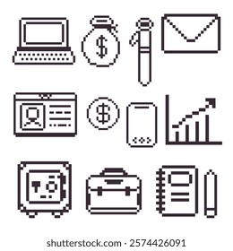 bundle business set pixel art 