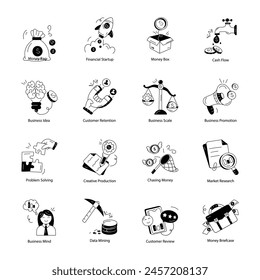 Bundle of Business Startup Linear Icons 

