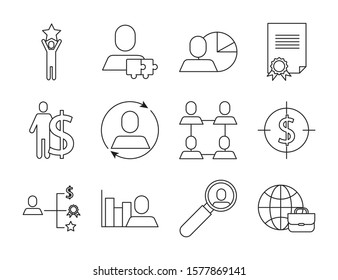 bundle of business success icons vector illustration design