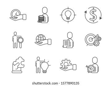 bundle of business success icons vector illustration design