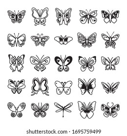 bundle of butterflies set icons vector illustration design