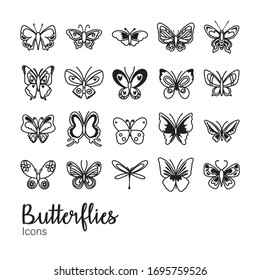 bundle of butterflies set icons vector illustration design