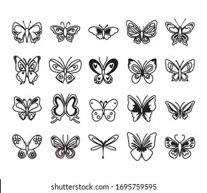 bundle of butterflies set icons vector illustration design