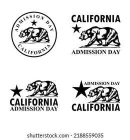 Bundle California Admission Day. Fiesta legal en el estado de California en Estados Unidos. Vector