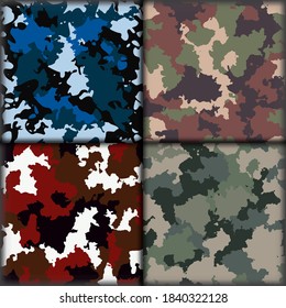 Bundle camouflage backgrounds. Camouflage pattern vector illustration. Bundle seamless pattern. Clothing graphics, prints, soldier outfits