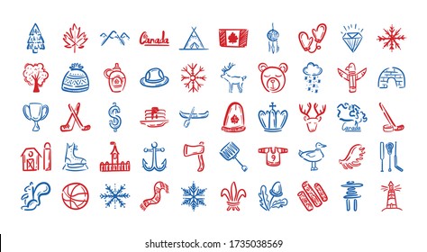 conjunto de iconos de conjunto canadiense diseño de ilustración vectorial
