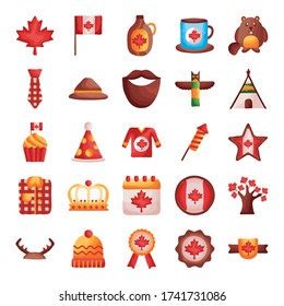 bundle of canadian set icons vector illustration design