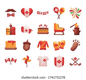 bundle of canadian set icons vector illustration design