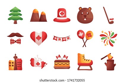 bundle of canadian set icons vector illustration design