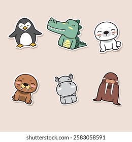 bundle of cartoon animals in joyful vector illustration for children and families