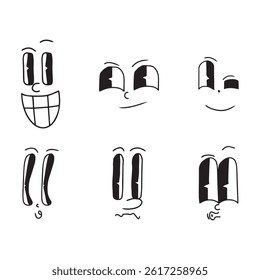 bundle cartoon expression with retro style of expression 90s classic character