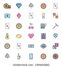 bundle of casino games icons vector illustration design
