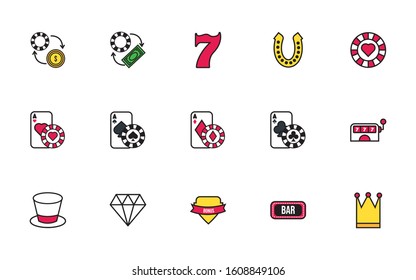 bundle of casino set icons vector illustration design