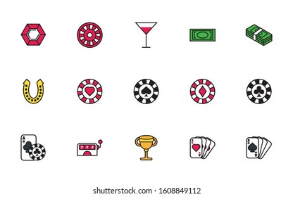 bundle of casino set icons vector illustration design