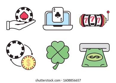 bundle of casino set icons vector illustration design