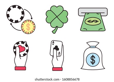 bundle of casino set icons vector illustration design
