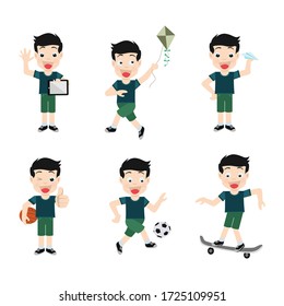 bundle character a boy playing activity 