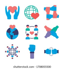 bundle of charity and solidarity icons vector illustration design