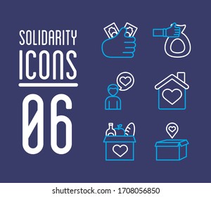 Paket von Zeichen von Wohltätigkeit und Solidarität Vektorillustration Illustration Design
