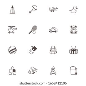 bundle of child toys set icons line style vector illustration design