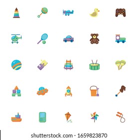 bundle of child toys set icons flat style vector illustration design