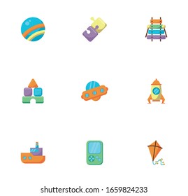 bundle of child toys set icons flat style vector illustration design