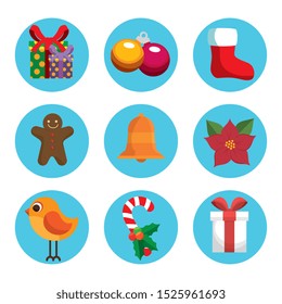 bundle christmas with gift boxes and decoration icons vector illustration design
