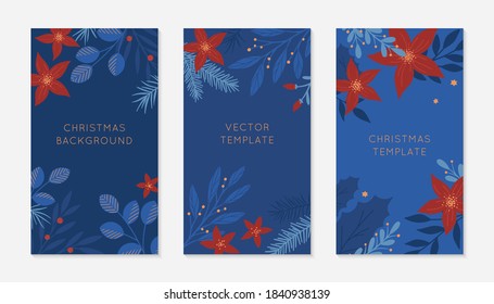 Bundle of Christmas and Happy New Year insta story templates. Holiday ad and promo concepts. Modern vector layouts. Xmas trendy design for social media marketing, digital post, prints, banners.