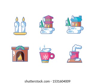 bundle of christmas with icons set vector illustration design