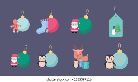 bundle of christmas with icons set vector illustration design