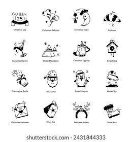 Bundle of Christmas Party Linear Icons 

