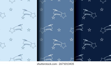 Bundle of Christmas seamless vector patterns with holiday icons. Three color palettes perfect for wrapping, invitations, and seasonal projects.