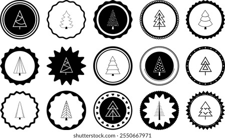 Bundle of Christmas trees elements stamps