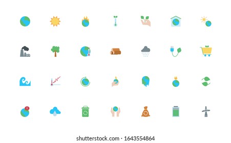 bundle of climate change set flat icons vector illustration design