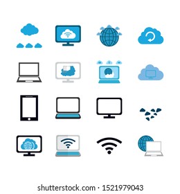 bundle of cloud computing with icons vector illustration design