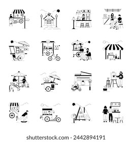 Bundle of Coffee Culture Linear Illustrations 

