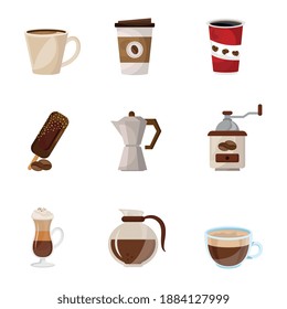 bundle of coffee delicious drink set icons vector illustration design