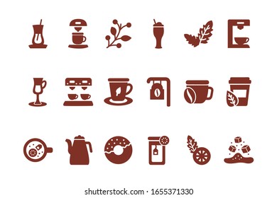 bundle of coffee and tea silhouette style icon vector illustration design